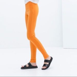 Orange Zara jeggings with stripes on the side. ❗️